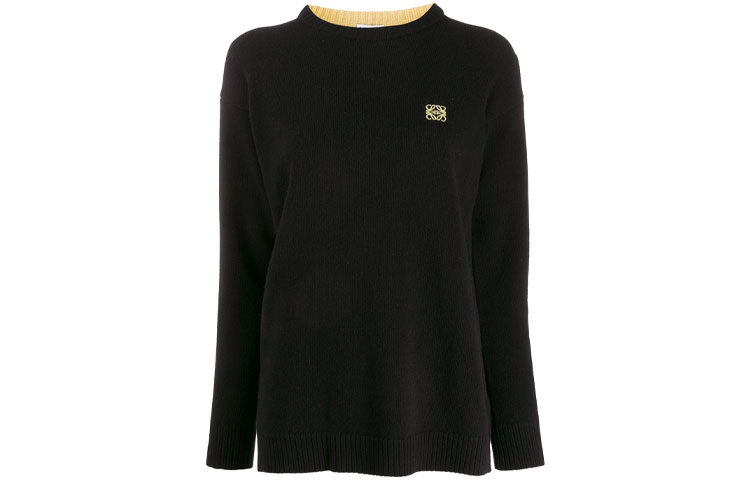 Order (W) LOEWE 2021春夏黑色羊毛针织圆领毛衣. S3109280SM-1100