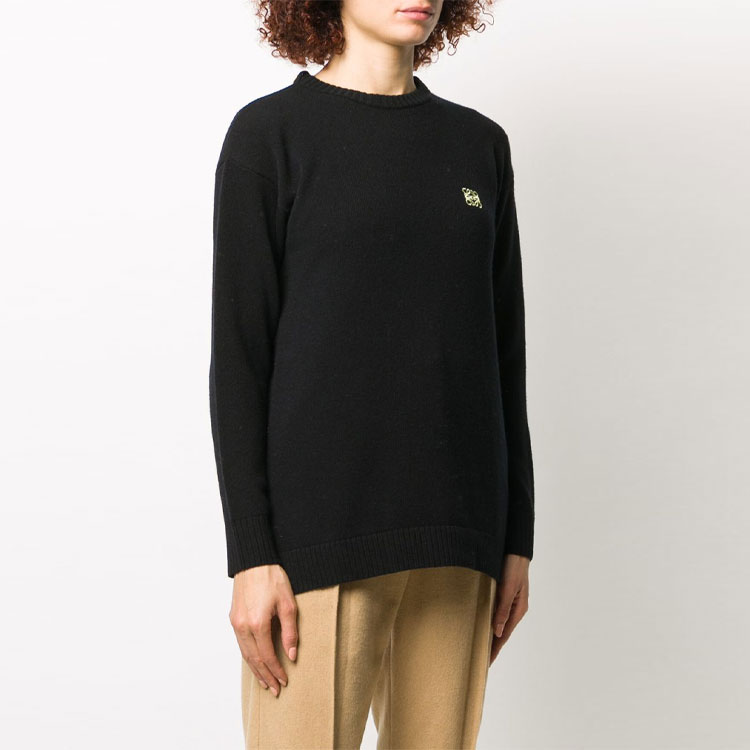 Shop (W) LOEWE 2021春夏黑色羊毛针织圆领毛衣. S3109280SM-1100