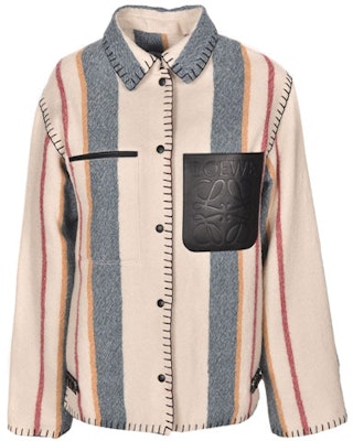 (Women) LOEWE SS21 Striped Single-Breasted Jacket Beige Outerwear S359330XCH-9990 Order (Women) LOEWE SS21 Striped Single-Breasted Jacket Beige Outerwear S359330XCH-9990