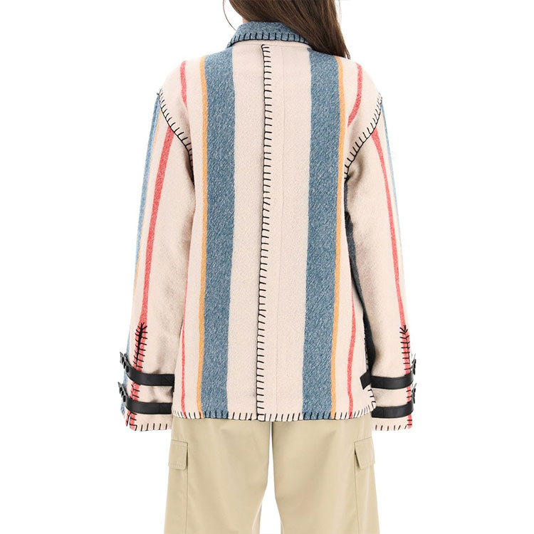 Purchase (W) ロエベ SS21 ストライプ シングルブレスト ジャケット ベージュ アウターウェア S359330XCH-9990