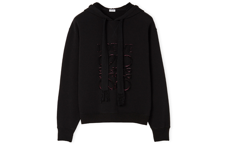 Order (W) LOEWE SS22 Anagram Logo Hoodie Kapas Hitam S359Y25X07-1100