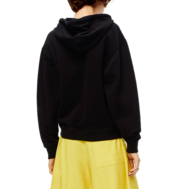 Shop (W) LOEWE SS22 Anagram Logo Hoodie Kapas Hitam S359Y25X07-1100