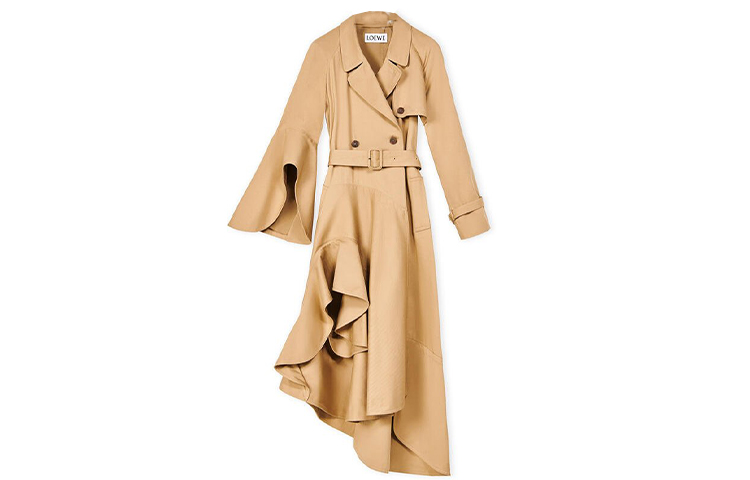 (Women) LOEWE SS22  Beige Asymmetric Double-Breasted Belted Trench Coat. S540Y02X53-2140