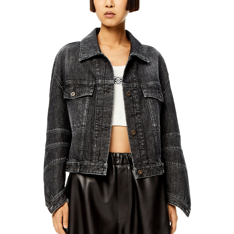 Shop (W) 로에베 SS22 블랙 데님 트윌 자켓. S540Y50X17-1100