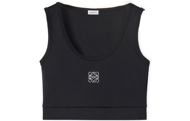 (Women) LOEWE SS22  Black Logo Print Stretch Jersey Sports Bra. S359Y23X32-1100