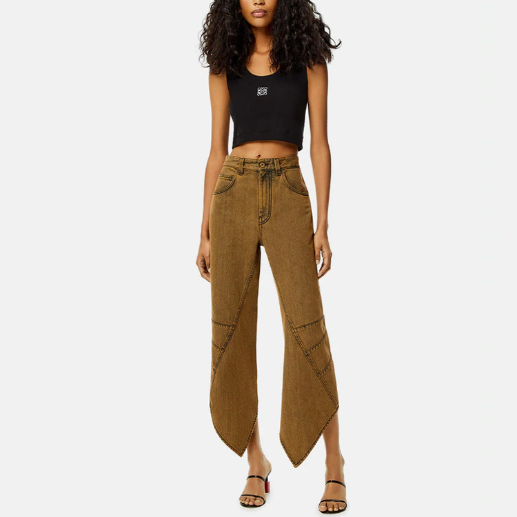 Shop (W) LOEWE SS22 Top sin Mangas de Algodón Negro con Tirantes Anchos S540Y07XAG-1102