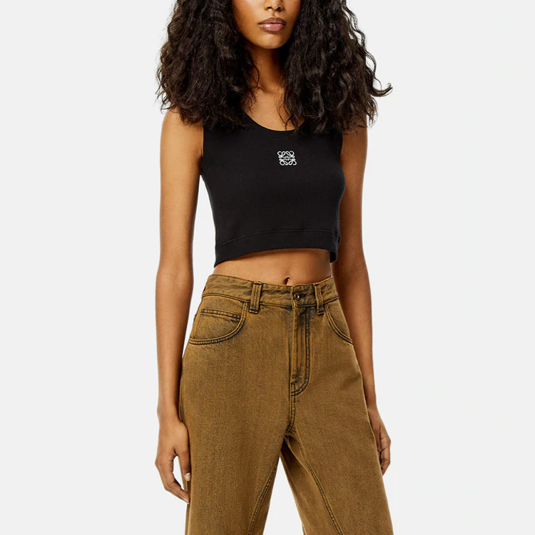 Details for (W) LOEWE SS22 Top sin Mangas de Algodón Negro con Tirantes Anchos S540Y07XAG-1102