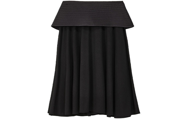 (Women) LOEWE SS22  Black Viscose Fitted A-Line Midi Skirt. S540Y08X56-1100