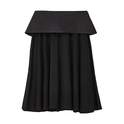 (Women) LOEWE SS22 Black Viscose Fitted A-Line Midi Skirt. S540Y08X56-1100