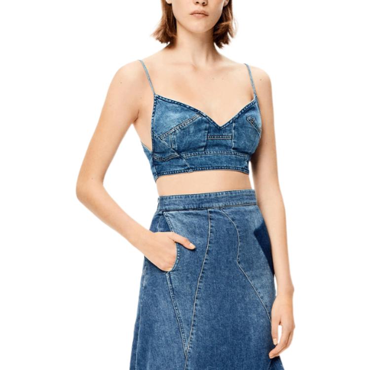 Shop (W) LOEWE 2022春夏 蓝色牛仔短款上衣。 S540Y13X07-5400