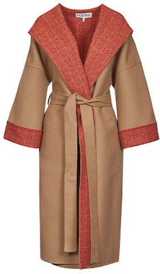 (W) LOEWE 2022春夏棕色连帽系带长袖中长款大衣. S359Y01X29-2967 Order (W) LOEWE 2022春夏棕色连帽系带长袖中长款大衣. S359Y01X29-2967