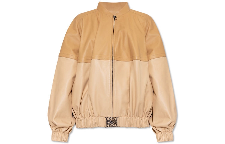 (Women) LOEWE SS22  Contrast Long Sleeve Napa Leather Jacket Beige S540Y09L01-2155