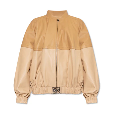 (Women) LOEWE SS22 Contrast Long Sleeve Napa Leather Jacket Beige S540Y09L01-2155