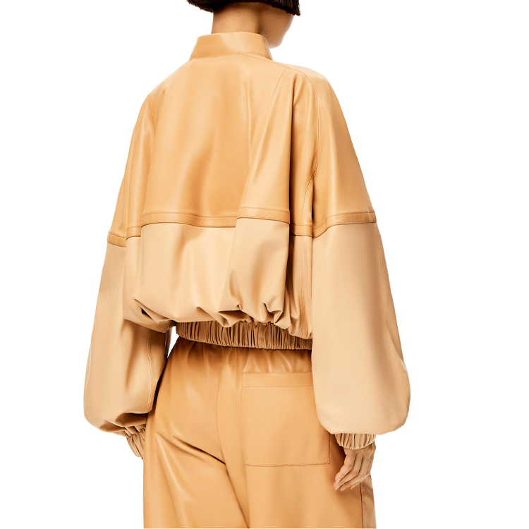 Purchase (W) LOEWE SS22 Jaket Kulit Napa Lengan Panjang Beige Kontras S540Y09L01-2155