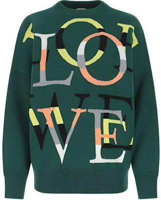 (Women) LOEWE SS22 Green Cashmere Jacquard Knit Pullover Sweater. S359Y14K63-4061 Buy (Women) LOEWE SS22 Green Cashmere Jacquard Knit Pullover Sweater. S359Y14K63-4061