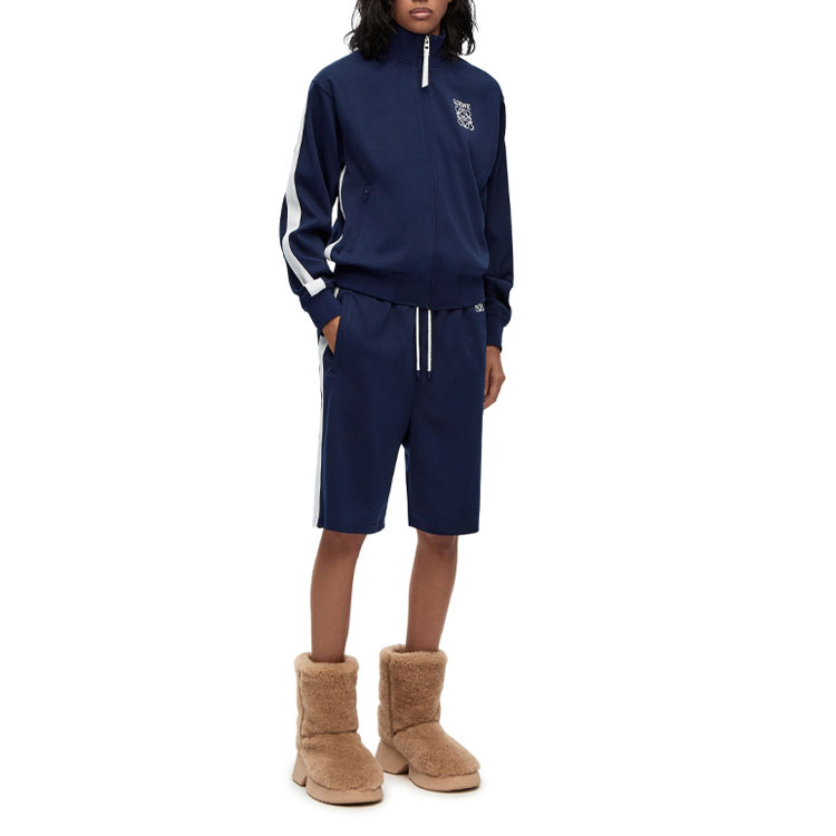 Shop (Women) LOEWE SS22  Logo Print Zip-Up Jacket Navy Blue S359Y52X02-5510