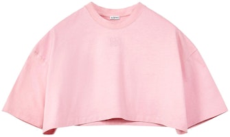 (Women) LOEWE SS22 Pink Cropped Logo Embroidered Short Sleeve T-Shirt S540Y22X16-7200 (Women) LOEWE SS22 Pink Cropped Logo Embroidered Short Sleeve T-Shirt S540Y22X16-7200