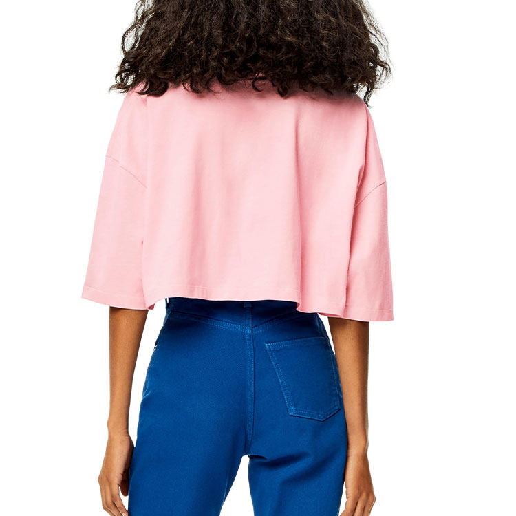 Shop (W) LOEWE SS22 粉色短版刺繡Logo短袖T恤 S540Y22X16-7200