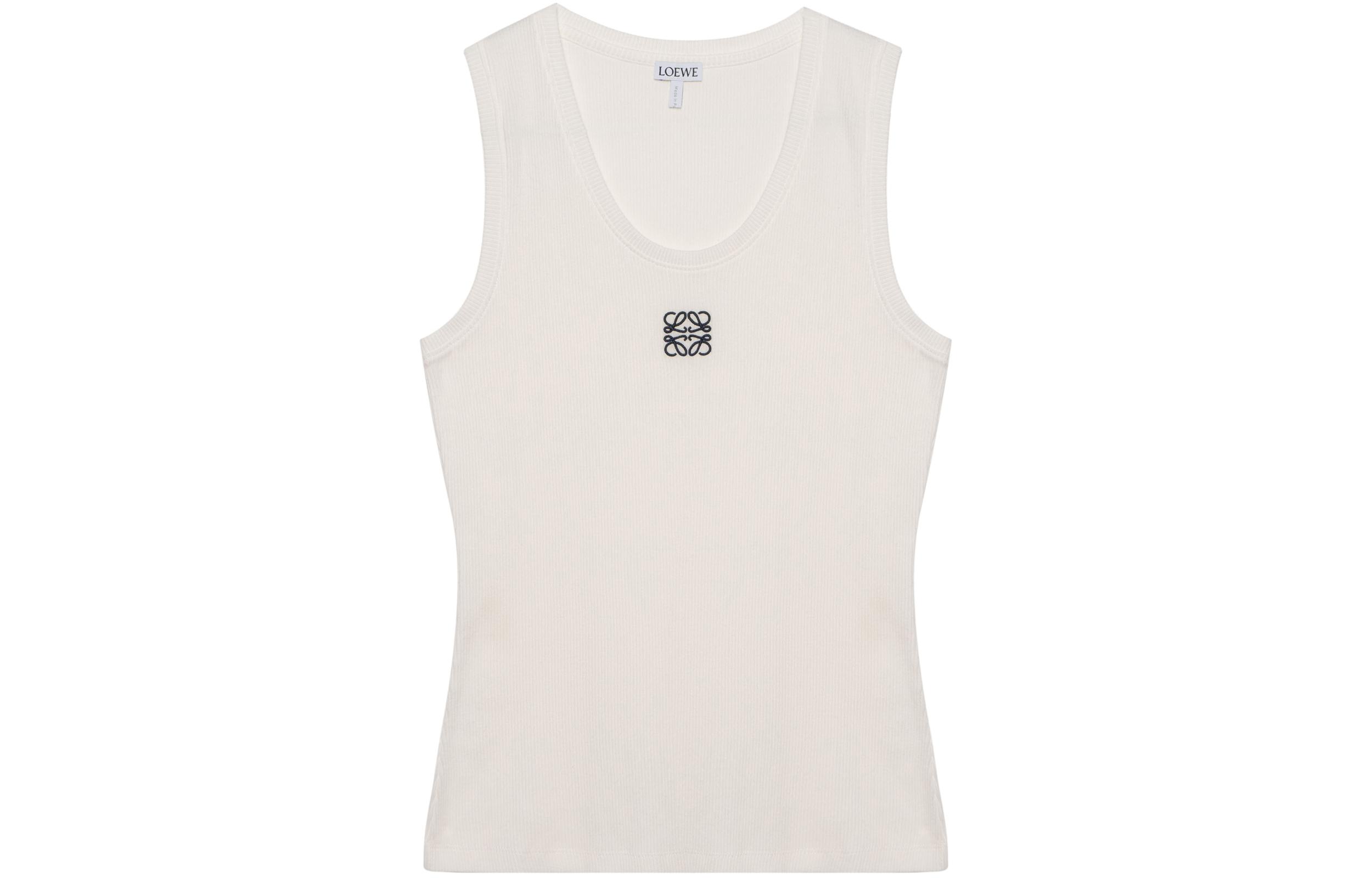 (Women) LOEWE SS22  White Sleeveless Tank Top with Logo Embroidery. S540Y07XA2-2100