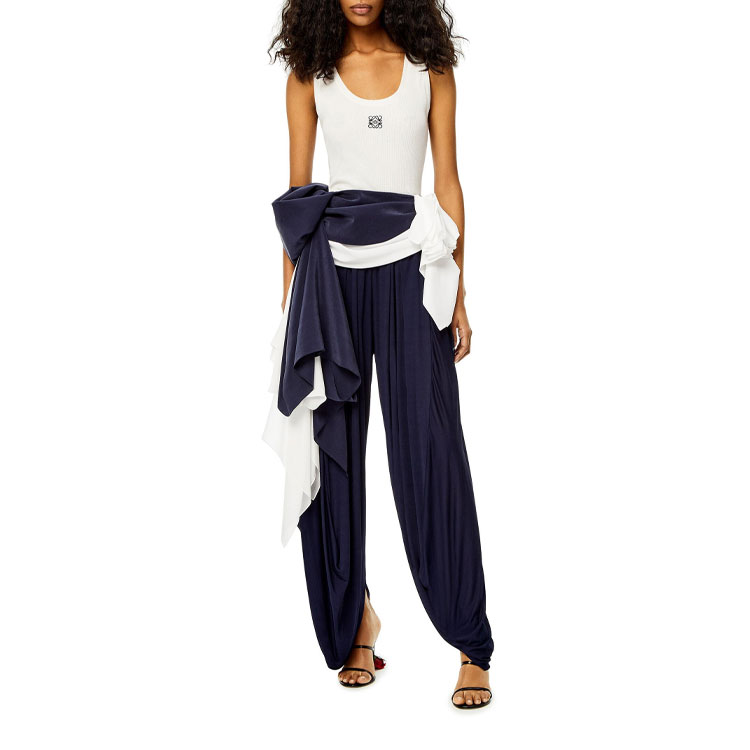 Shop (W) 로에베 SS22 화이트 로고 자수 민소매 탱크탑. S540Y07XA2-2100