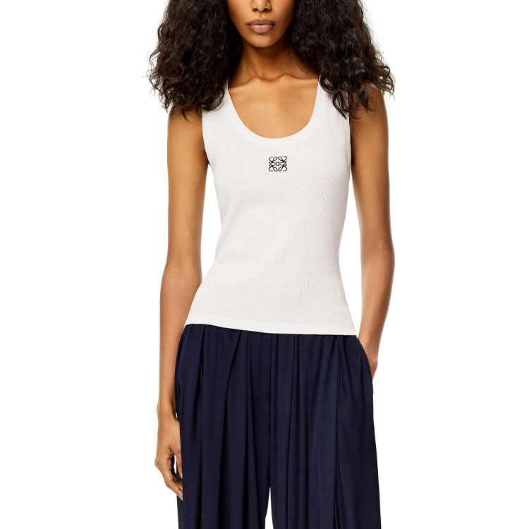 Purchase (W) 로에베 SS22 화이트 로고 자수 민소매 탱크탑. S540Y07XA2-2100
