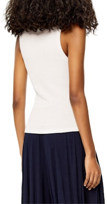 (W) 로에베 SS22 화이트 로고 자수 민소매 탱크탑. S540Y07XA2-2100 Details for (W) 로에베 SS22 화이트 로고 자수 민소매 탱크탑. S540Y07XA2-2100