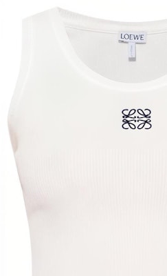 (W) 로에베 SS22 화이트 로고 자수 민소매 탱크탑. S540Y07XA2-2100 Sizing (W) 로에베 SS22 화이트 로고 자수 민소매 탱크탑. S540Y07XA2-2100