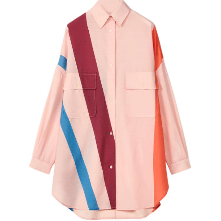 (Women) LOEWE SS22  Wool Pattern Striped Long Sleeve Shirt Light Pink. S359Y05X25-7840