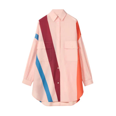 (Women) LOEWE SS22 Wool Pattern Striped Long Sleeve Shirt Light Pink. S359Y05X25-7840