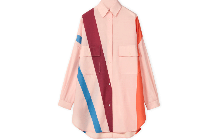 Order (W) ロエベ SS22 ウール パターン ストライプ 長袖シャツ ライトピンク. S359Y05X25-7840