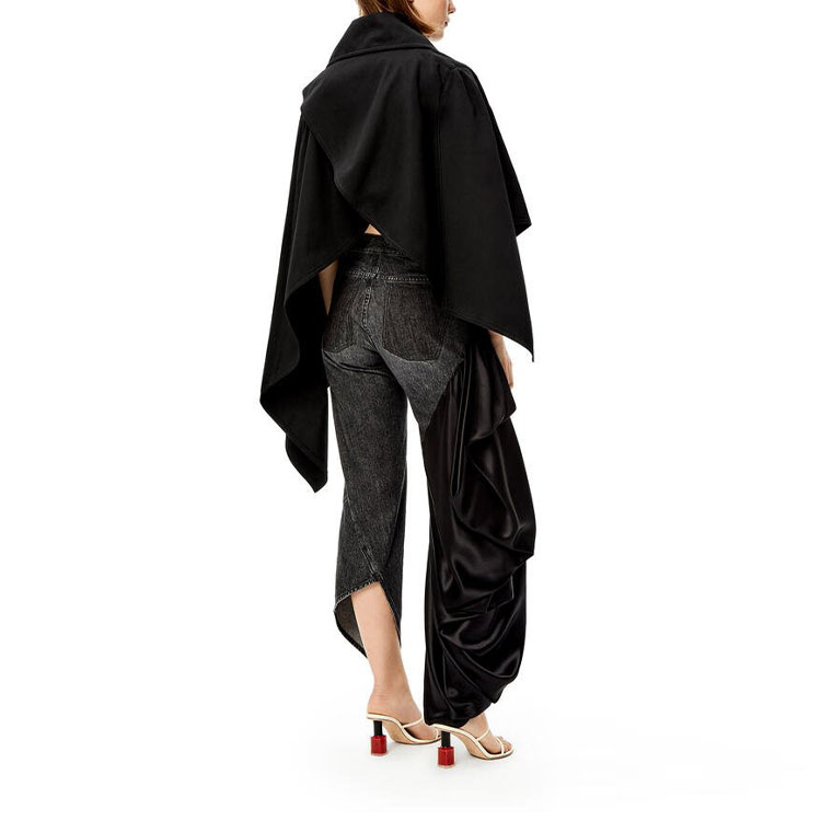 Shop (W) LOEWE SS22 Cape Kerah Asimetris Hitam. S540Y50X08-1100