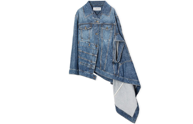 Order (W) 로에베 SS22 비대칭 패치워크 데님 케이프 재킷 블루 S540Y50X15-5400