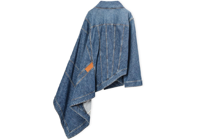 Lookbook (W) 로에베 SS22 비대칭 패치워크 데님 케이프 재킷 블루 S540Y50X15-5400