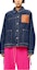 Shop (Women) LOEWE SS22 Blue Denim Jacket with Logo Patchwork and Button Design. S359Y50X06-5432