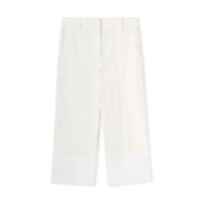 (Women) LOEWE SS22 Paula's Ibiza White Textured Cotton Cropped Pants. S616Y04X25-2100