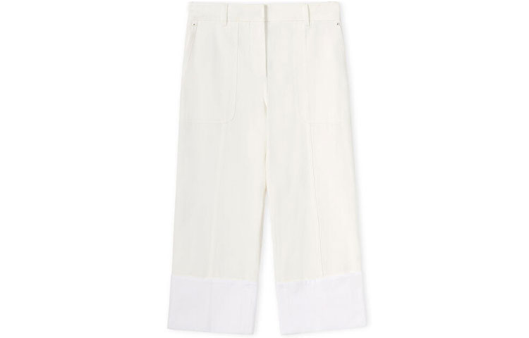 Order (W) 로에베 SS22 파울라 이비자 화이트 텍스처드 코튼 크롭 팬츠. S616Y04X25-2100