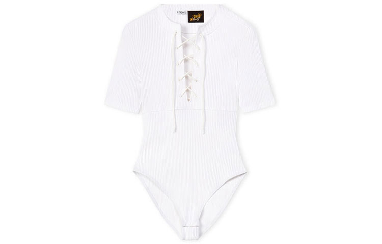 Order (Women) LOEWE SS22 Paula's Ibiza  White Tie-Collar Long-Sleeve Jumpsuit. S616Y27X24-2029