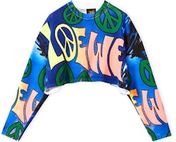(Women) LOEWE SS22 Paula's Ibiza Colorblock Logo Print Crop Sweatshirt Women Blue S616Y24X02-9990 (Women) LOEWE SS22 Paula's Ibiza Colorblock Logo Print Crop Sweatshirt Women Blue S616Y24X02-9990