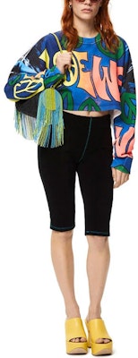 (Women) LOEWE SS22 Paula's Ibiza Colorblock Logo Print Crop Sweatshirt Women Blue S616Y24X02-9990 Lookbook (Women) LOEWE SS22 Paula's Ibiza Colorblock Logo Print Crop Sweatshirt Women Blue S616Y24X02-9990
