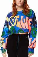 Shop (W) LOEWE SS22 Paula''s Ibiza 拼色標誌印花短版運動衫 女款 藍色 S616Y24X02-9990