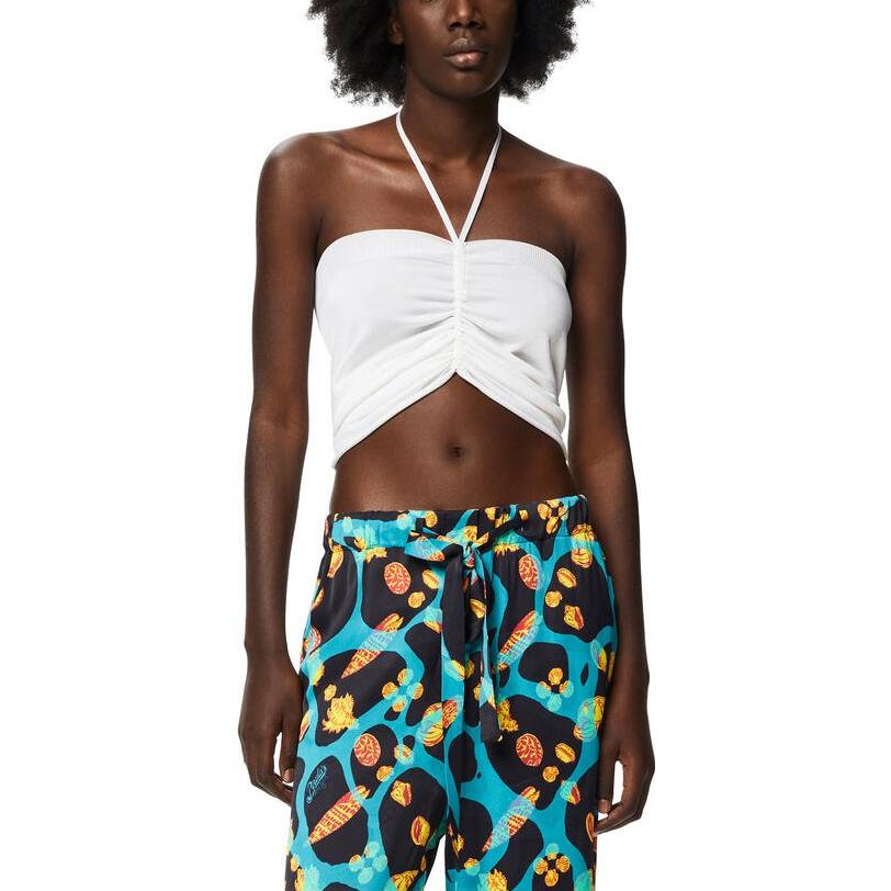 Shop (W) LOEWE SS22 Paula’s Ibiza Top Halterneck Blanco Corto para Mujer. S616Y17K12-2100