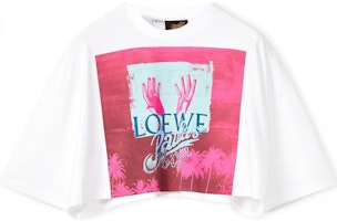 (Women) LOEWE SS22 Paula's Ibiza Palm Tree Cotton Crop Long Sleeve T-Shirt Women White. S616Y22X39-2016 (Women) LOEWE SS22 Paula's Ibiza Palm Tree Cotton Crop Long Sleeve T-Shirt Women White. S616Y22X39-2016