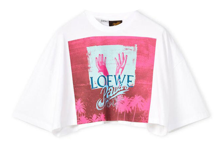 Order (W) Camiseta Manga Larga Crop Algodón LOEWE SS22 Paula''s Ibiza Palma Mujer Blanca. S616Y22X39-2016