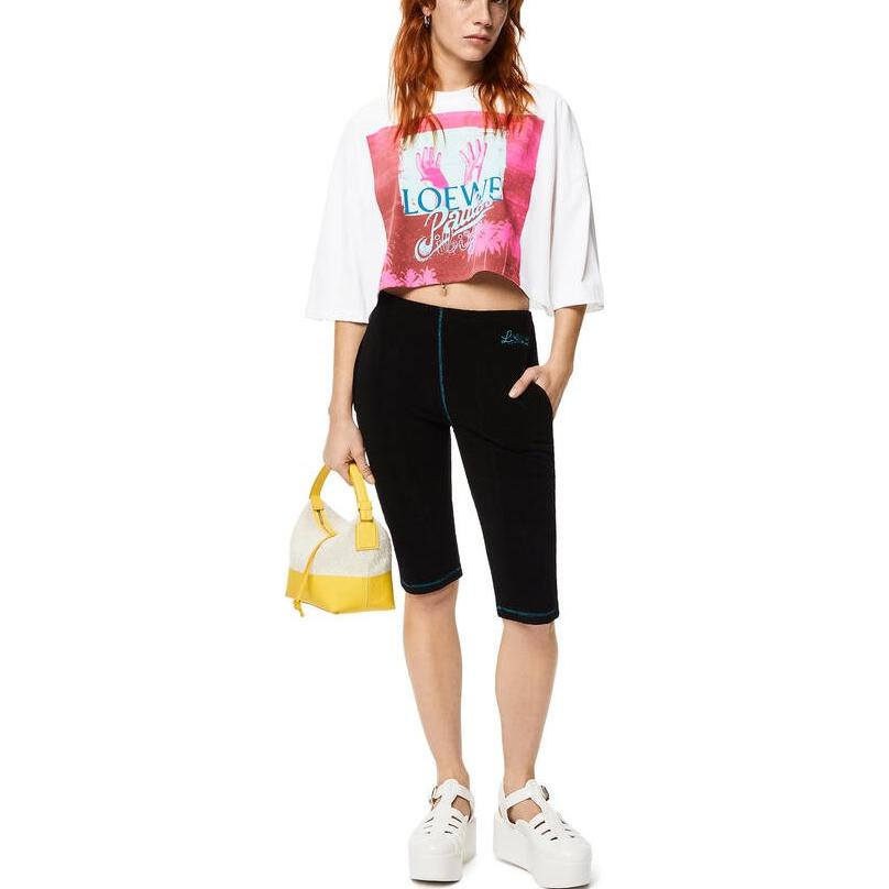Lookbook (W) Camiseta Manga Larga Crop Algodón LOEWE SS22 Paula''s Ibiza Palma Mujer Blanca. S616Y22X39-2016