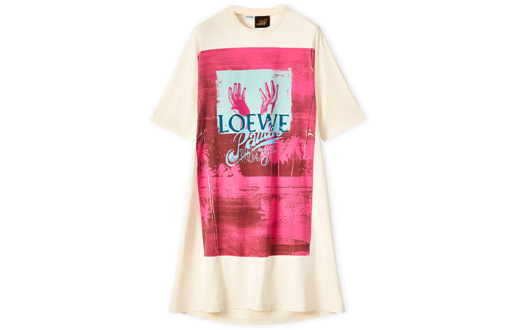 Order (W) LOEWE SS22 Paula''s Ibiza 棕榈树标志印花连衣裙 T恤 白色 S616Y51X18-2021