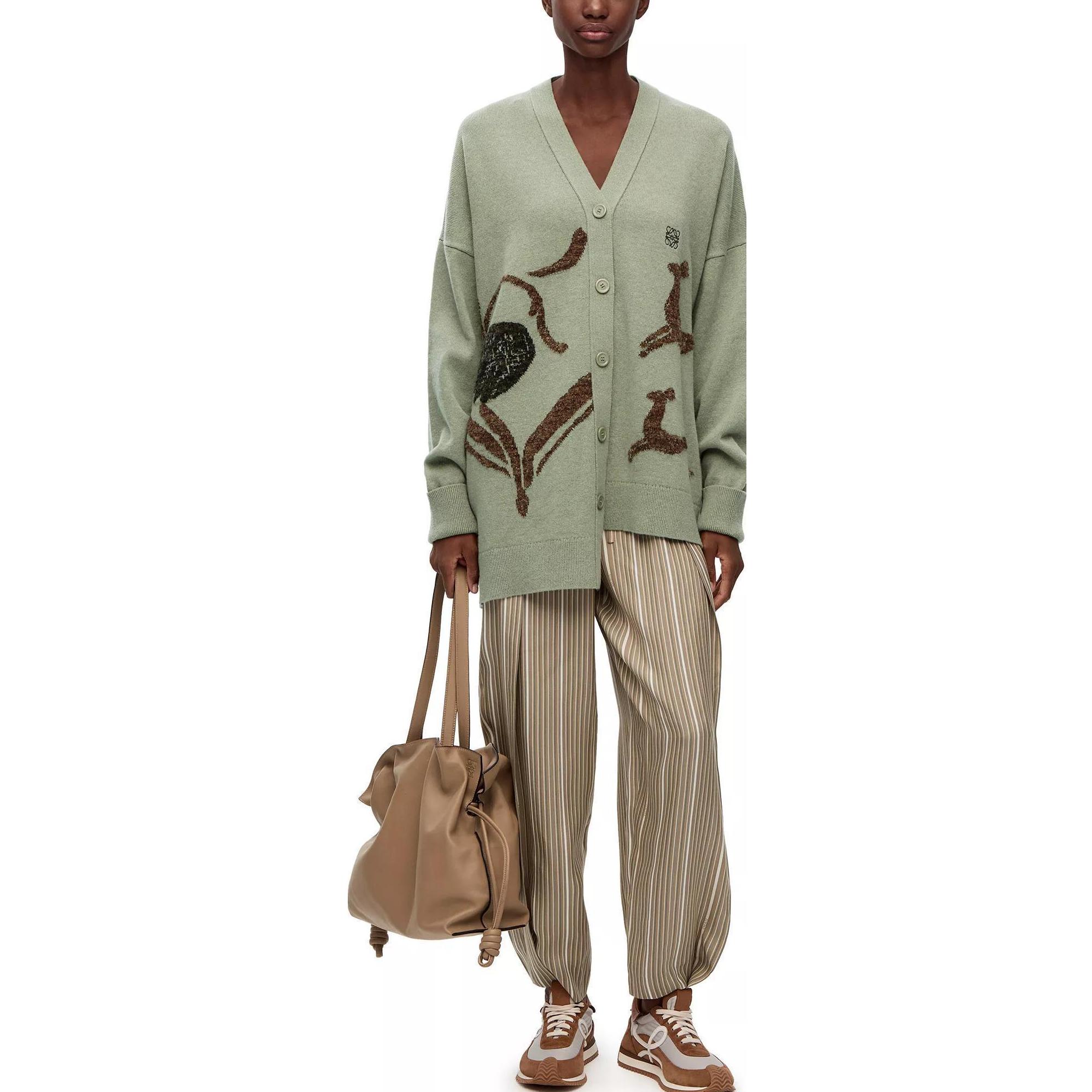 Lookbook (W) 罗意威 LOEWE SS23 不对称Bambi提花V领针织衫 浅绿色 S800Y16K17-4380