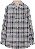 (Women) LOEWE SS23 Black Checkered Logo Collared Long Sleeve Shirt. H526Y05WAF-1109 (Women) LOEWE SS23 Black Checkered Logo Collared Long Sleeve Shirt. H526Y05WAF-1109
