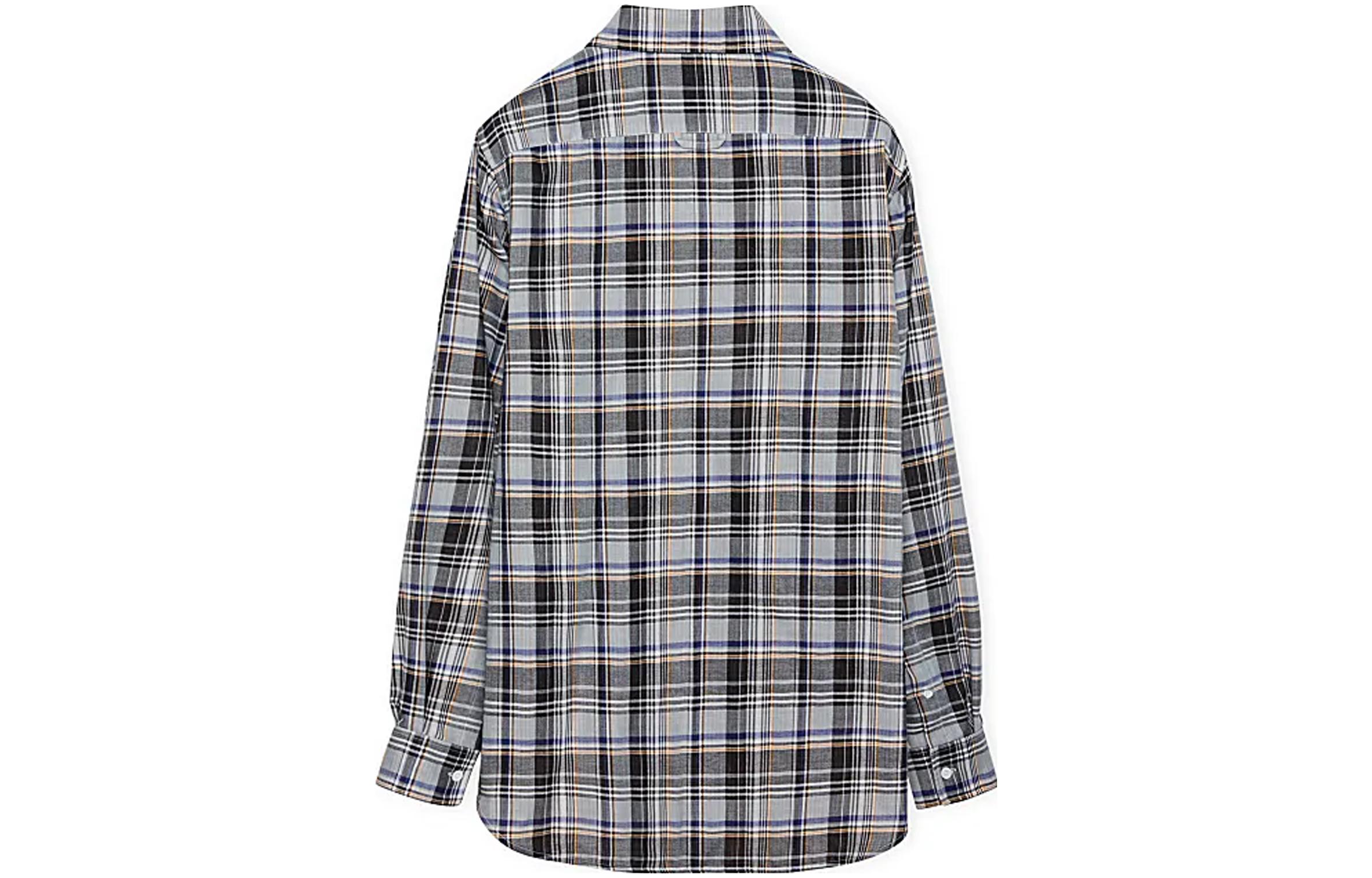 Lookbook (W) ロエベ SS23 ブラック チェック ロゴ付き 長袖 シャツ H526Y05WAF-1109