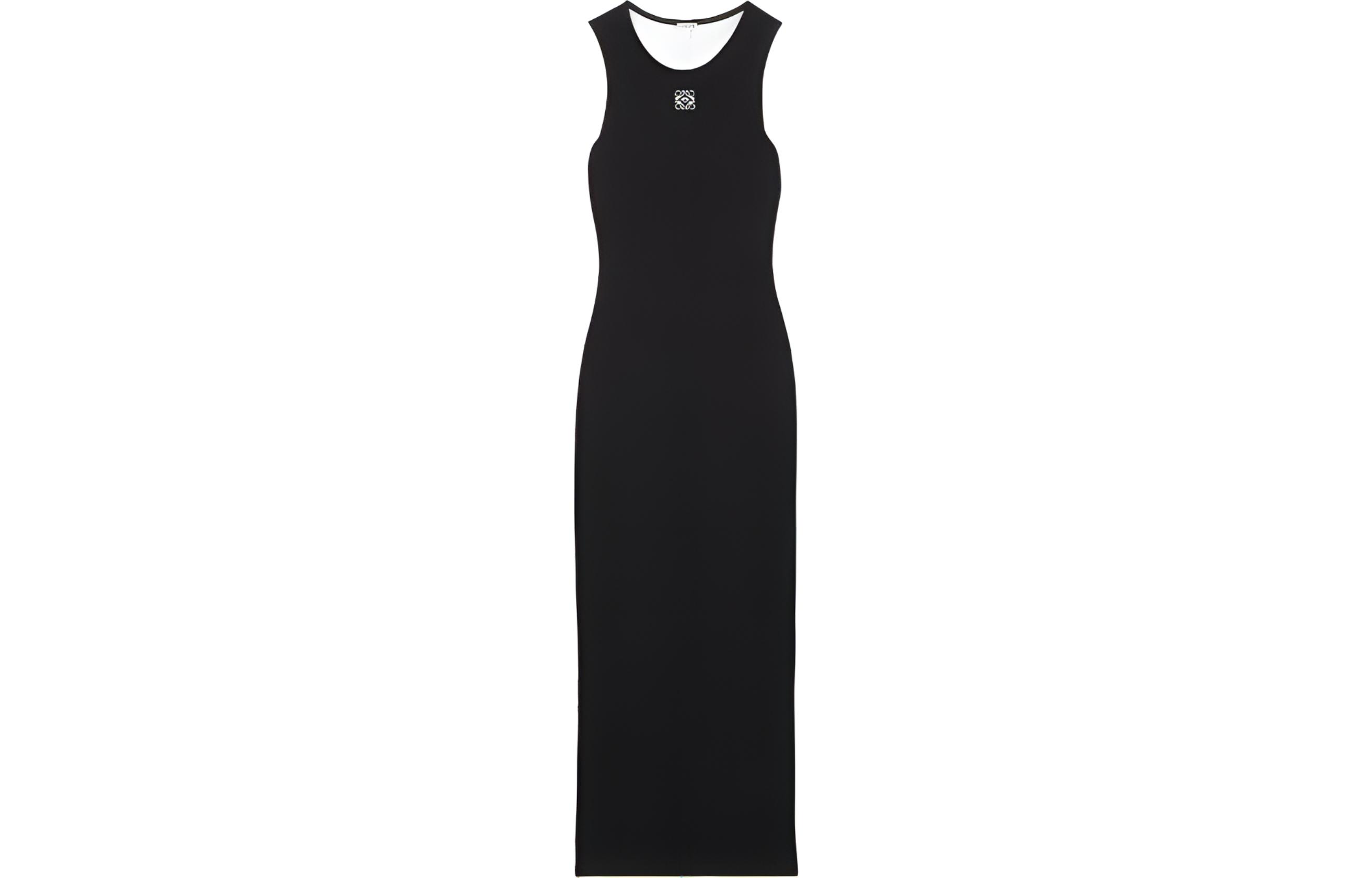 (Women) LOEWE SS23  Black Sleeveless Dress with Embroidered Logo. S359Y51X31-1100