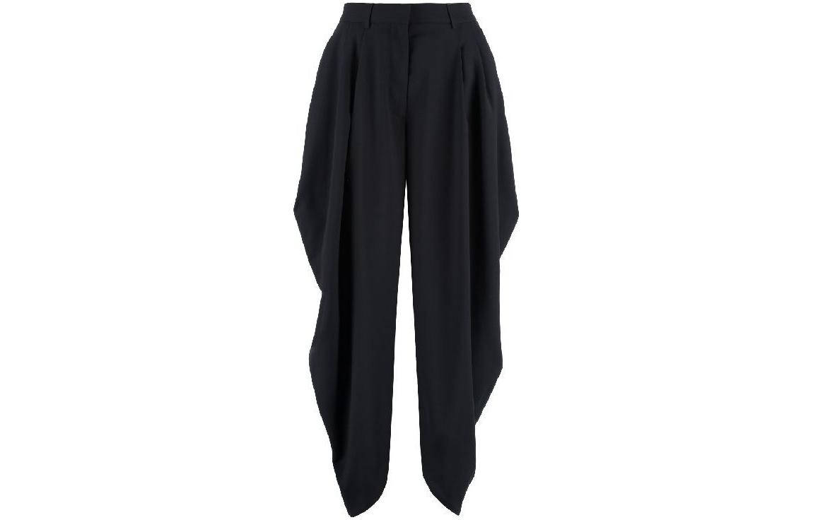 (Women) LOEWE SS23  Black Solid Draped Straight-Leg Casual Pants S540Y04XC8-1100